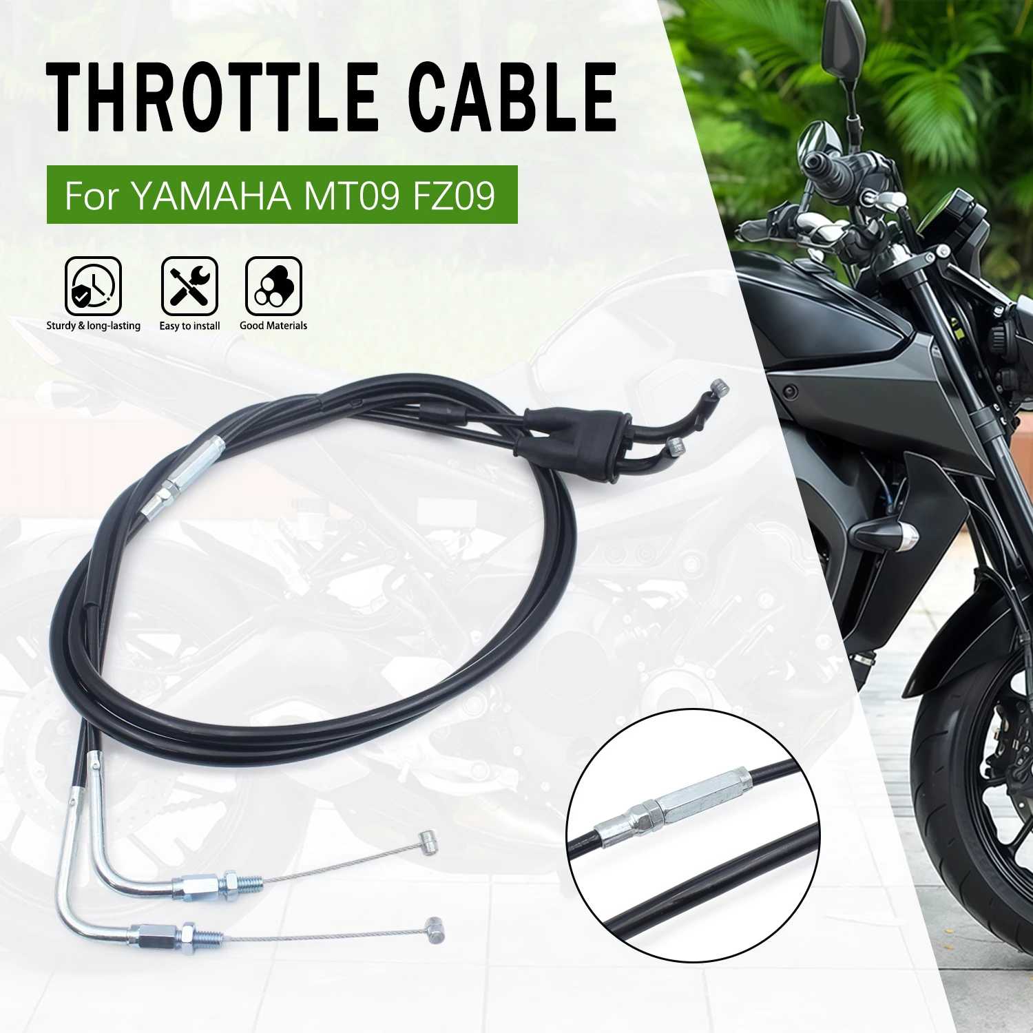 For Yamaha MT09 MT-09 FZ09 FZ-09 2014 2015 2016 2017 2018 2019 2020 Motorcycle Throttle Cables Accelerator Control Line Wire