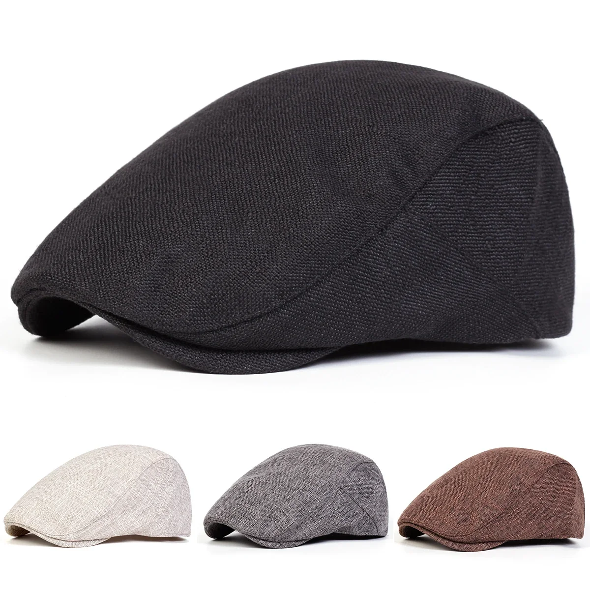 Unisex Einfarbige Newsboy-Mützen Britische Malermützen Herbst-Winter-Baskenmützen Flache Schirmmützen Hip-Hop-Baskenmützen