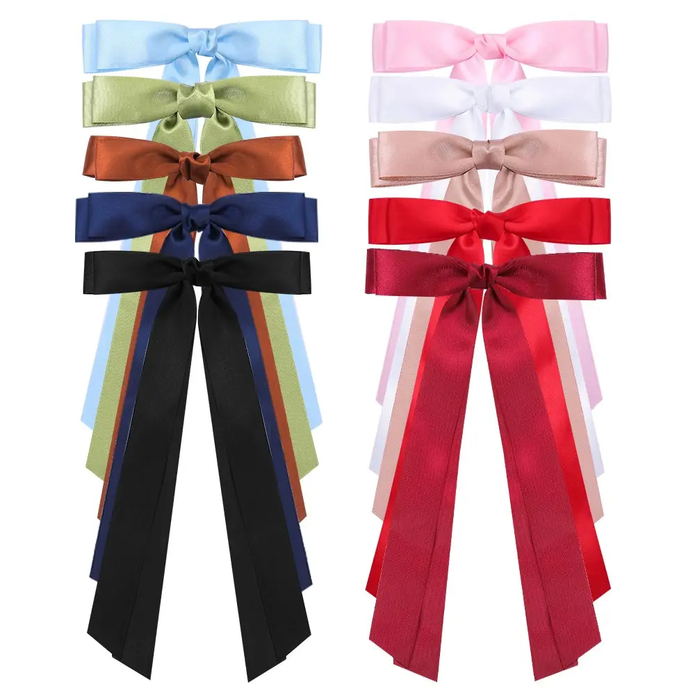 1pcs Sweet Long Hair Bow Clips Ribbon Tassel Bowknot Hiar Clips For Girls Chidlren Boutique Barrettes Hair Accessories