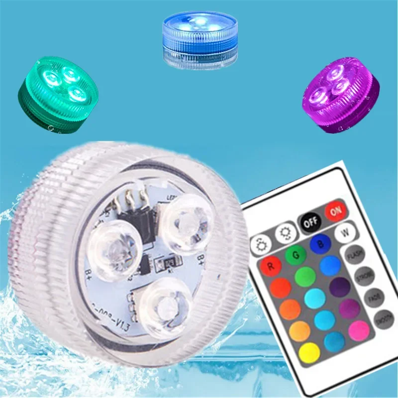 Remote Control CoSubmersible 3 LED Underwater Light With Battery RGB Night Light For Fish Tank Swimming Pool Wedding Party Lamp