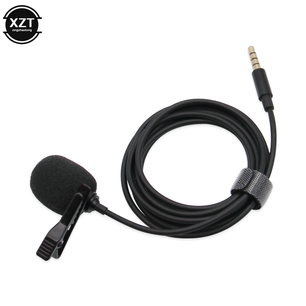 Portable Omnidirectional 4 Pole 3.5mm Jack Microphone Lavalier Tie Clip Mini Mic Audio Recording Interview for Laptop Phone