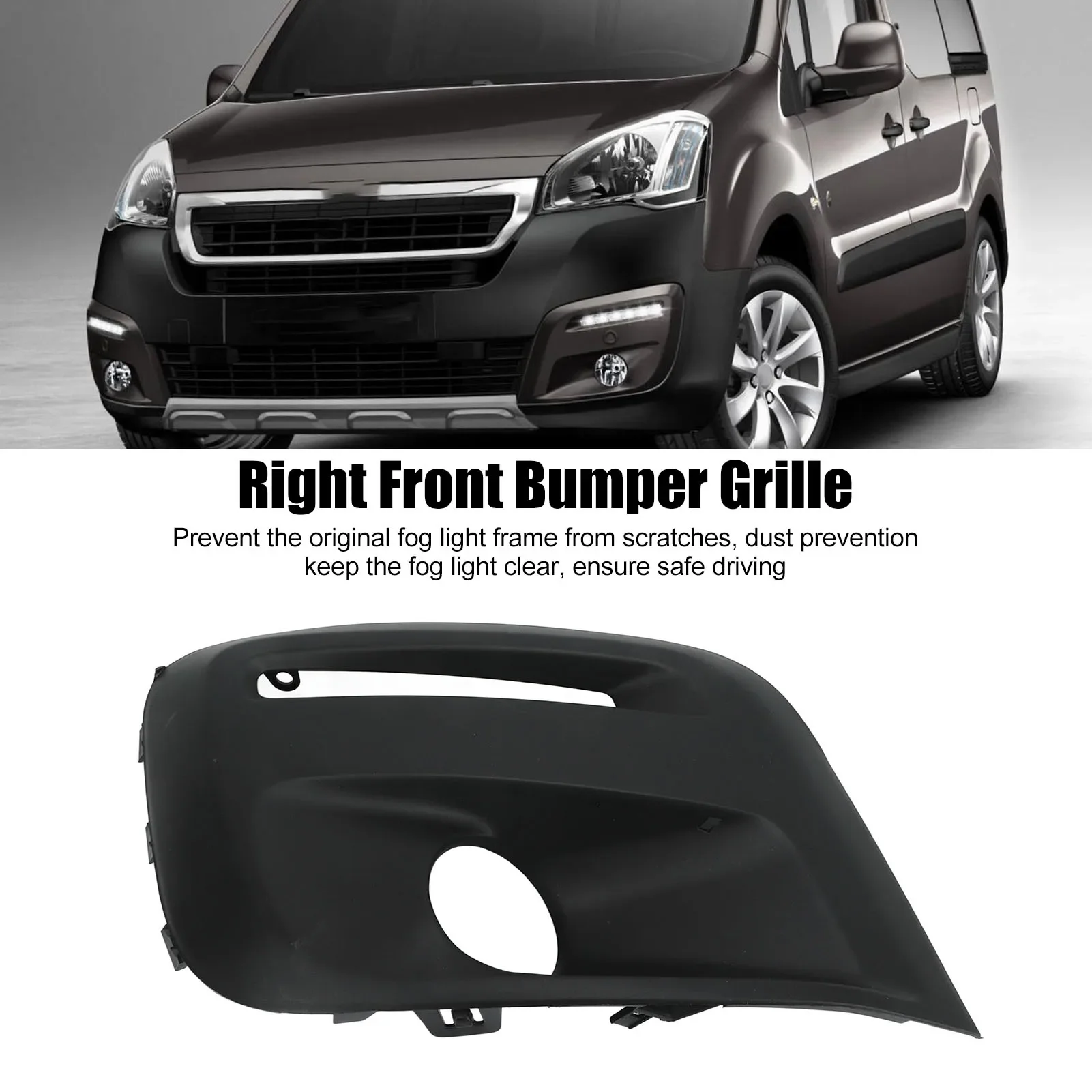 กระจังหน้ากันชนหน้าด้านขวาฝาครอบ1513564680ไฟตัดหมอกอะไหล่สำหรับ Citroen Berlingo 2015-2018