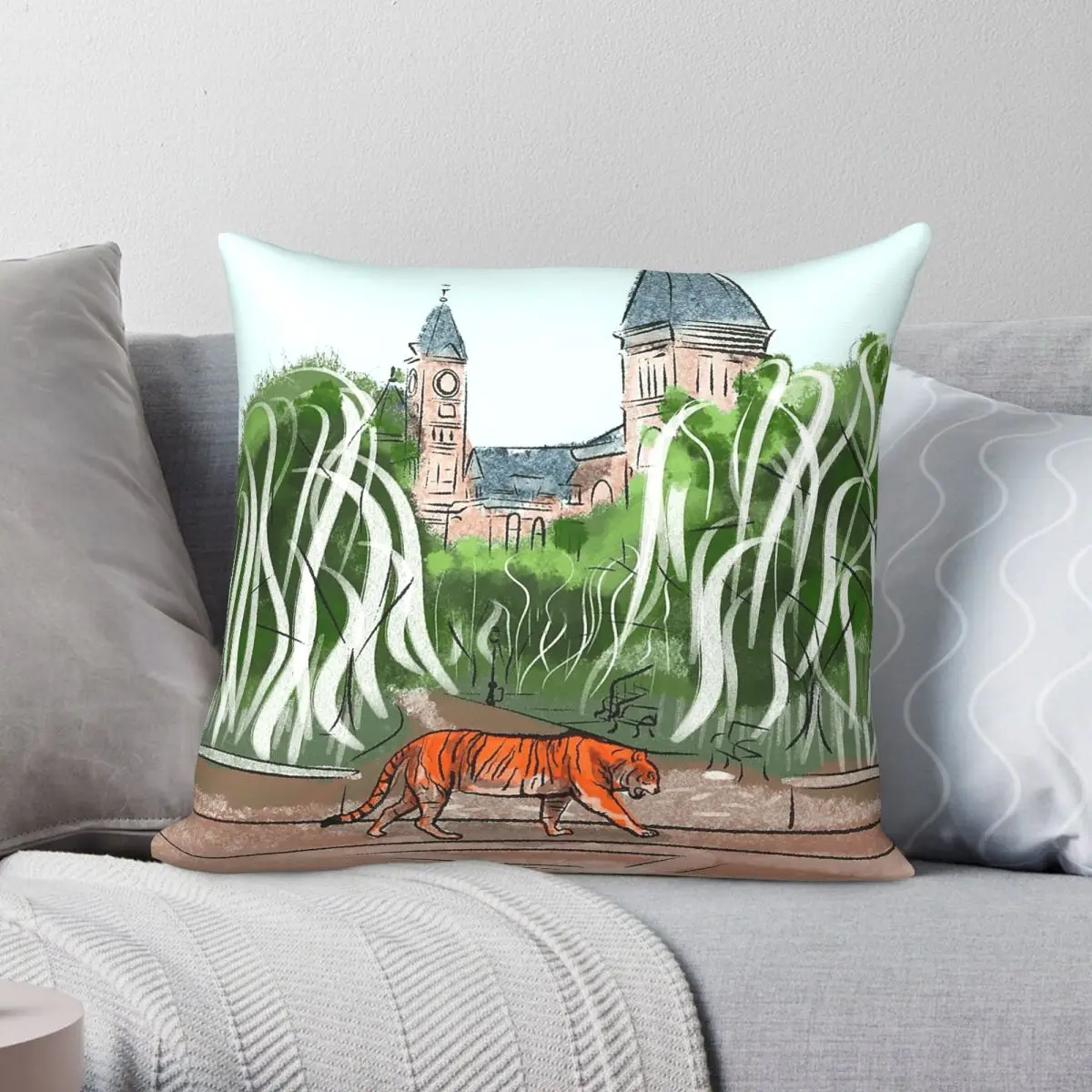 Tiger At Toomer Collection Pillowcase Polyester Linen Velvet Printed Zip Decor Pillow Case Room Cushion Cover