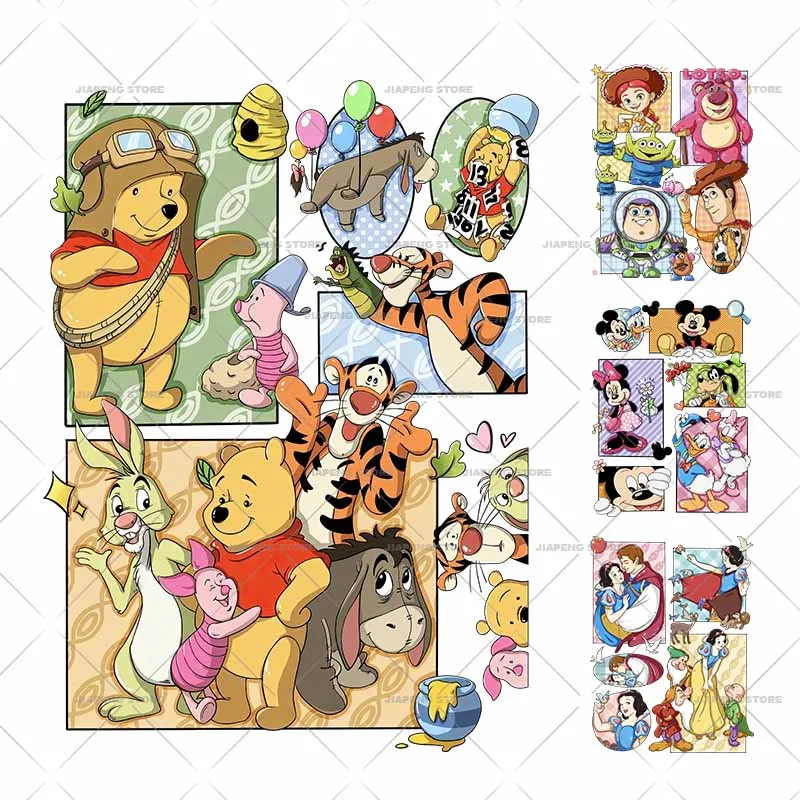 Winnie the Pooh bedrucktes Eisen auf Transfers Disney Prinzessin Wärme übertragung Vinyl Aufkleber für Kinder Kleidung Thermo Patches Applikation