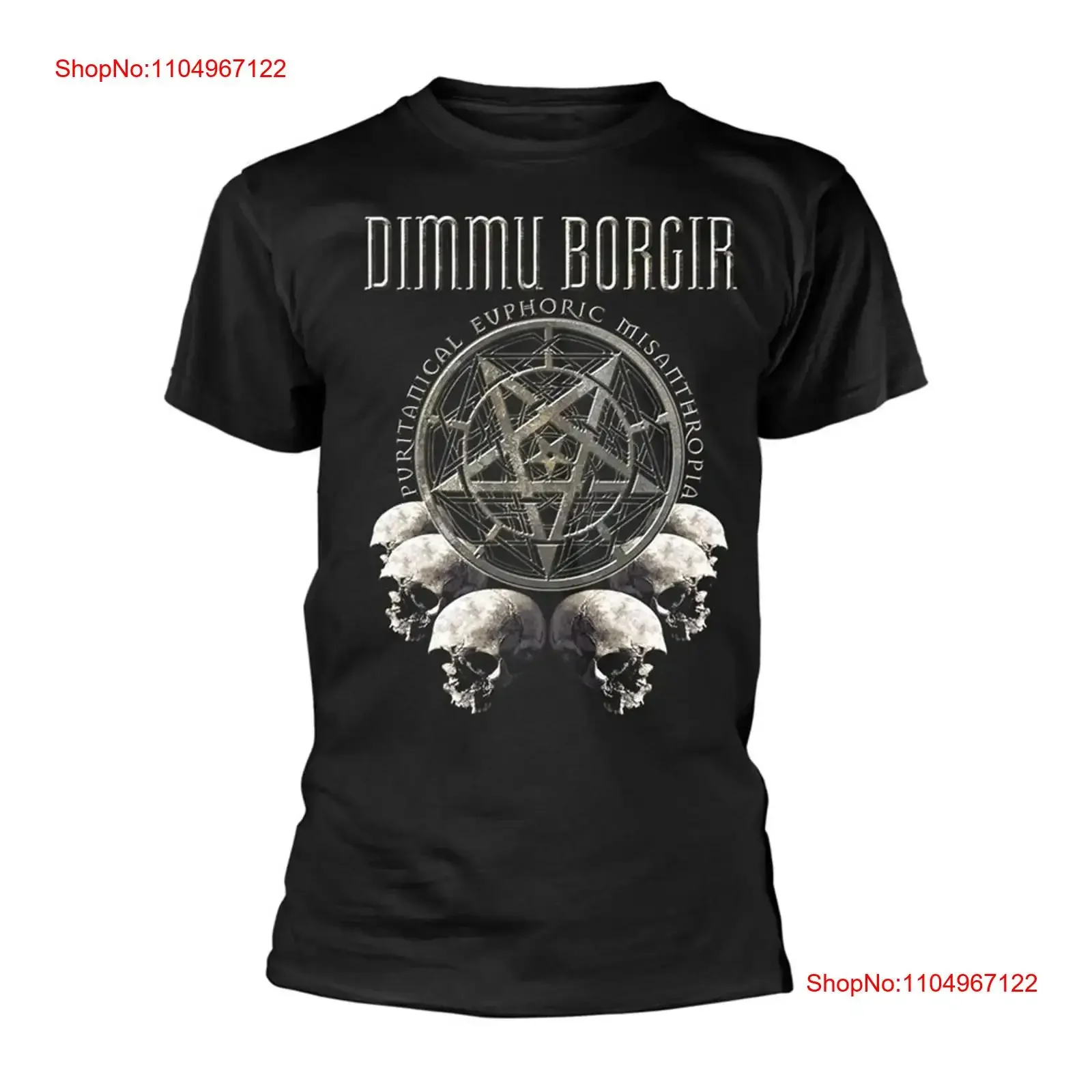

Men's Dimmu Borgir Puritanical Euphoric Misanthropia skulls T shirt X Large vintage Washed fashion Casual graphic Versatile