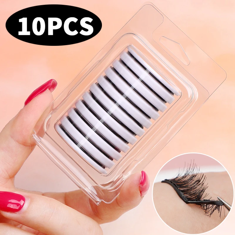 Bande de colle à cils réutilisable, auto-adhésive, sans colle, hypoallergénique, outils de maquillage pour extensions de cils, 10 pièces