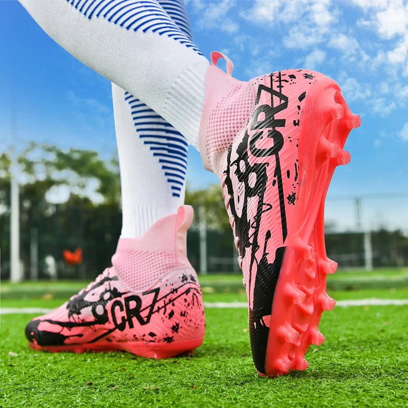 男性サッカーシューズ大人用 FG サッカーブーツクリート草トレーニングターフ屋外ノンスリップフットサル超軽量通気性ユニセックス