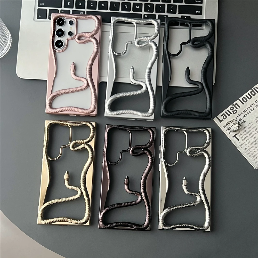 Hollow 3D Snake Phone Case For Samsung S25 Ultra S24 S23 S22 A56 A36 A26 A16 A55 A54 5G Heat Dissipation Soft Cover funda - náhled 2