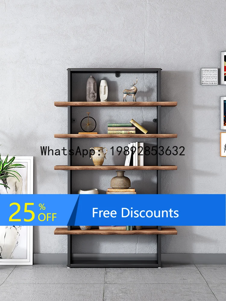 

LYY Iron Art Solid Wood Partition Bookshelf Storage Rack Floor-standing Living Room Office Display Rack Display Stand
