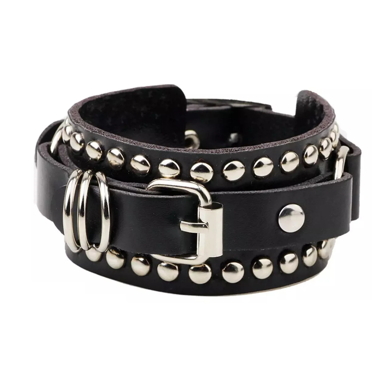 Layered Star Goth Necklace & Emo Studded Bracelets Set, Unisex