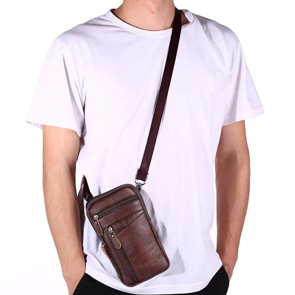 Men\'s Leather Belt Bag Multifunctional Chest Bag Husband Phone Bag Shoulder Waist Purse Mens Crossbody Bags Women Men\'s Belt Bag