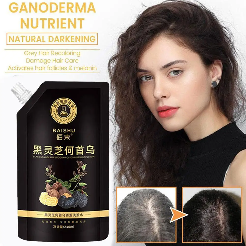 Polygonum Multiflorum Shampoo For White Hair Turns to Black Professional Blackening Growth Hair Nourishing Care Prevent Hair Los