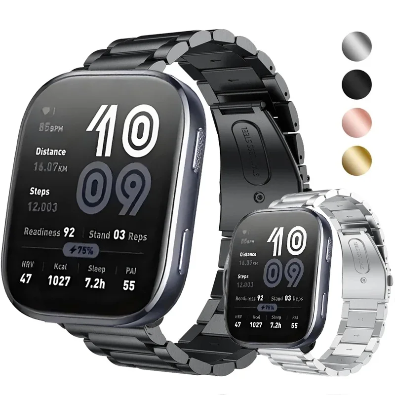 Bracelet en acier inoxydable, 22mm, pour Amazfit Bip 6 5 5 Unity, pour Amazfit Bip 6 GTR4 3 2 47mm Balance 2/Cheetah Pro-Round