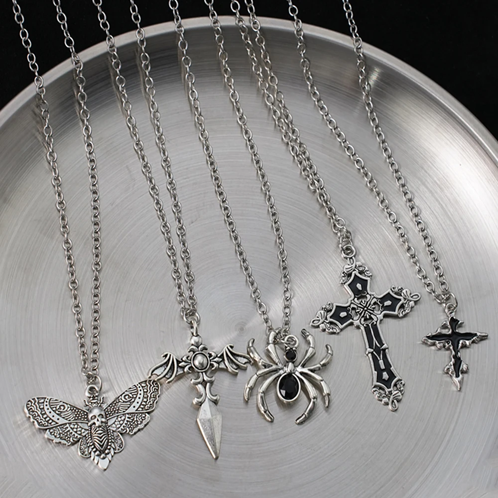 

Оригинальный набор ожерелий с крестом и пауком, модный комплект ожерелий в стиле Y2K для стильных девушек, подарок на Хэллоуин