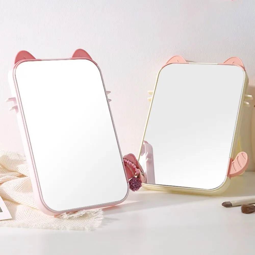 Durable HD Cat Ears Makeup Mirror Cute Simple Dressing Mirrors Action Figure Shaped Disassembly Cosmetic Tool Household