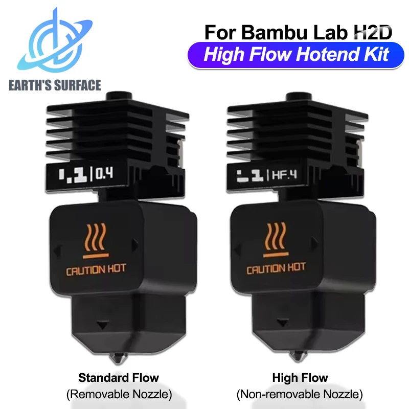 

Обновленный Hotend с высоким расходом для Bambu Lab H2D Hotend Kit 0,2/0,4/0,6/0,8 мм сопло H2D High Flow Standard Flow Hotend для Bambu Lab