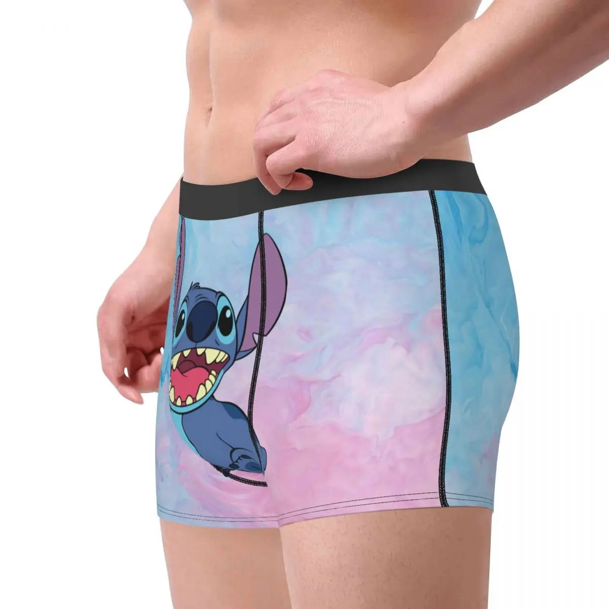 Male Fashion Cute Stitch Disney Underwear Kawaii Boxer Briefs Stretch Shorts Panties Underpants