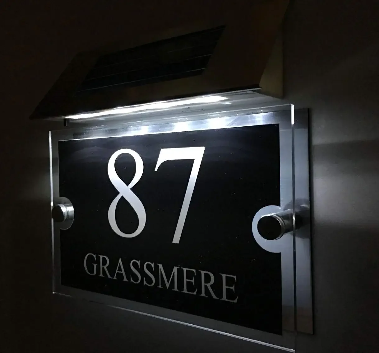 Customized House number Modern House Signs Plaques Door Numbers 1-9999 Street Name Solar Light LED Door sign