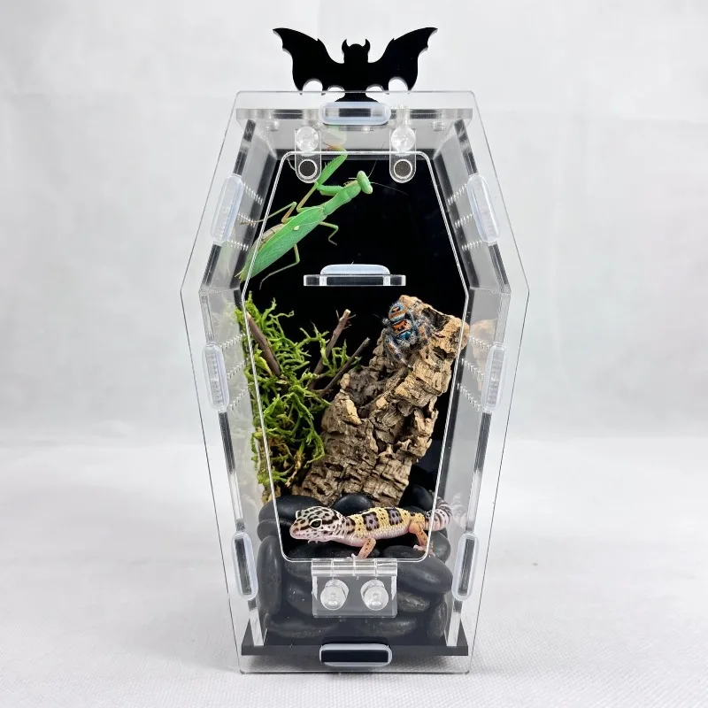 Acrylic Reptile Breeding Cage Ventilated Transparent Spider Lizard Terrarium Detachable Portable Insect House Reptiles Enclosure