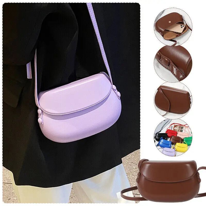 Flip Up Messenger Bag Women Small Shoulder Bag Korean Minimalism PU Mini Crossbody Saddle Bag Phone Cosmetic Lipstic Storage