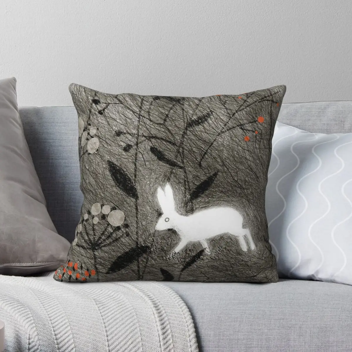 Hare Rabbit Bunny Animal Square Pillowcase Polyester Linen Velvet Printed Zip Decorative Pillow Case Sofa Seater Cushion Cover