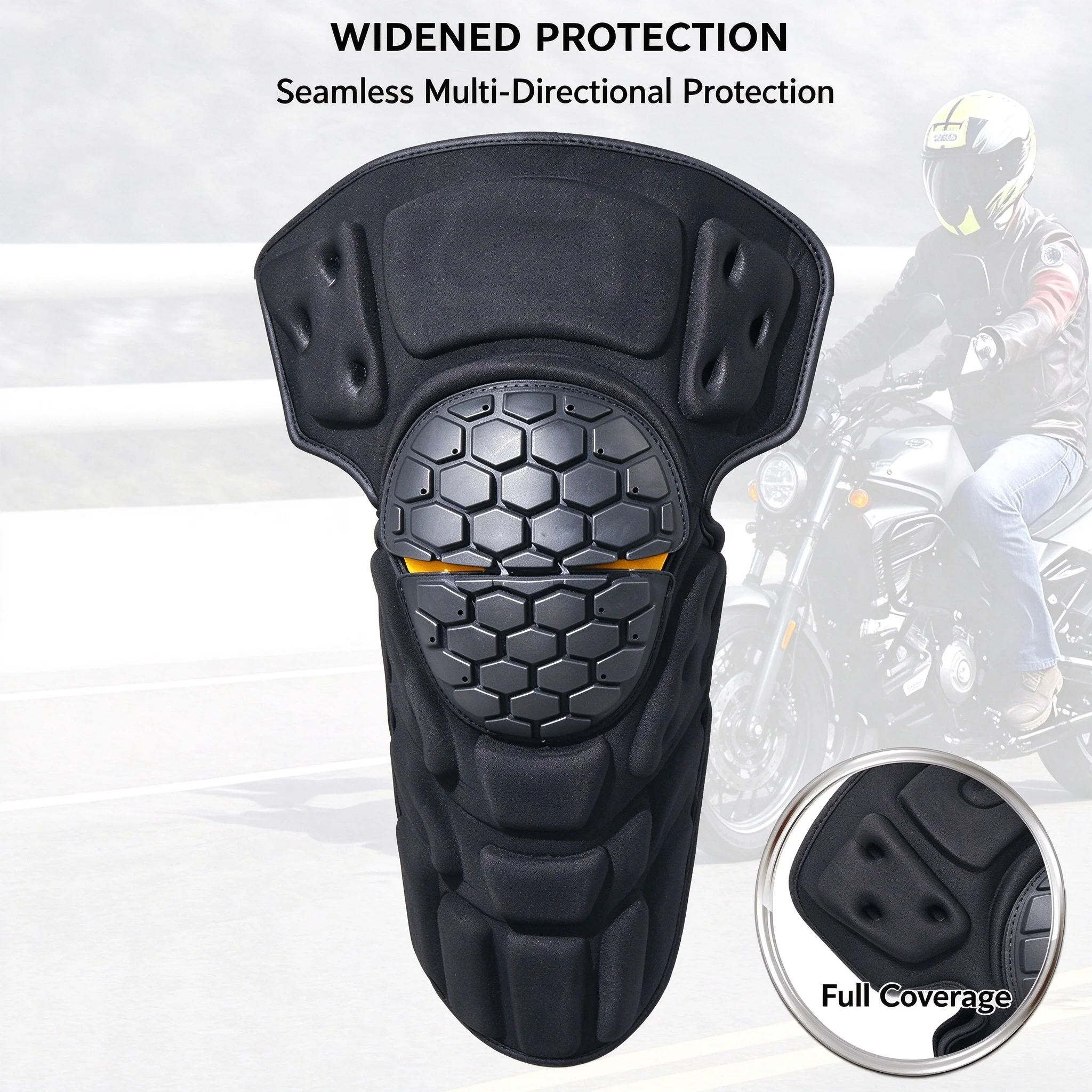 Motorcycle Knee Guards Pads, Hard Shell Anti-Crash Knee Shin Protector with EVA Padding, Adjustable Straps for Motocross Dirt Bi