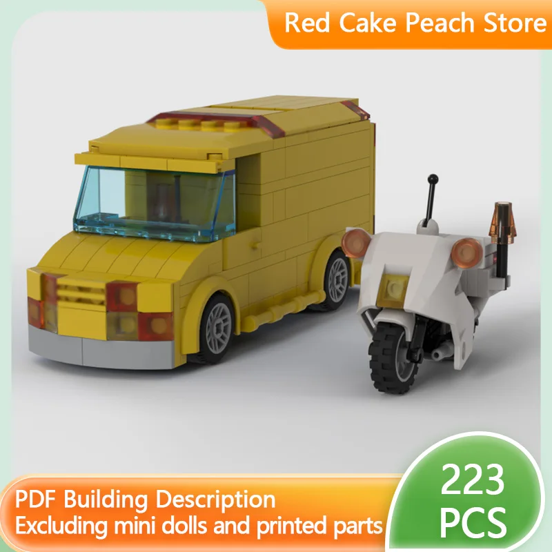 

City Car Model MOC Building Bricks Van With Traffic-Control Motor Modular Technology Children Holiday Gifts Assemble Toys Suit