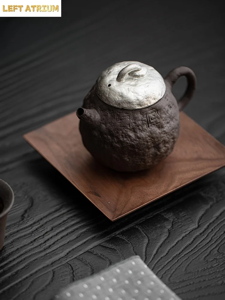 

Черный позолоченный серебряный чайник в японском стиле, грубая керамика, устройство для приготовления чая, заварочный чайник, китайский маленький горшок