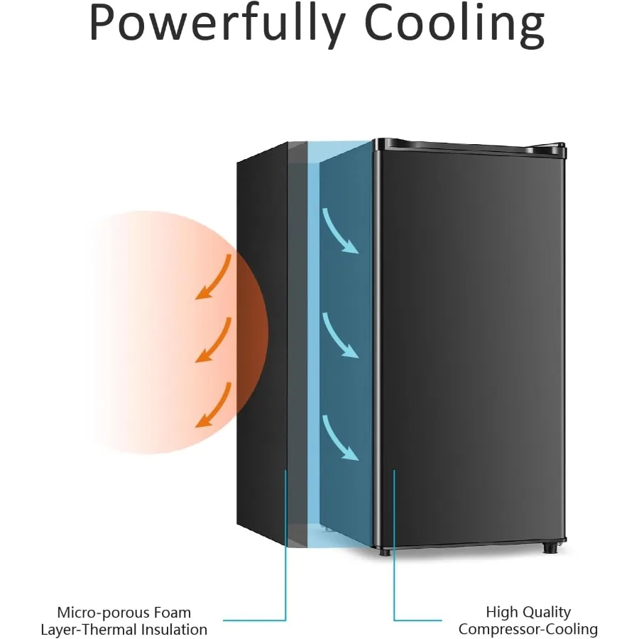 ثلاجة صغيرة مدمجة مع فريزر لمكتب النوم أو غرفة النوم: باب واحد 3.1 قدم مكعب LED ضوء ترموستات قابل للتعديل قابل للإزالة Gl #6