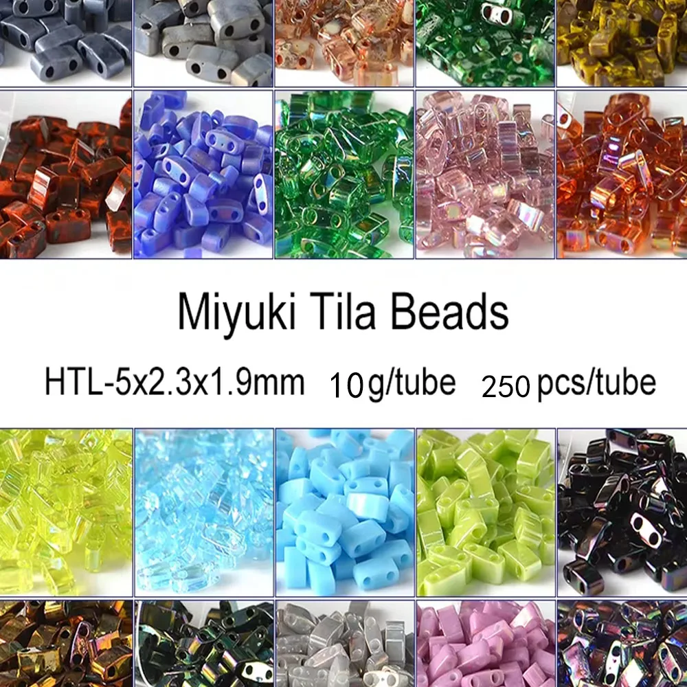 5*2,3*1,9mm 250 Stück Miyuki Japan Half Tila Perlen 10g/Röhrchen Zwei-Loch-Kristall-Rocailles für Schmuckherstellung Ohrringe Armband DIY