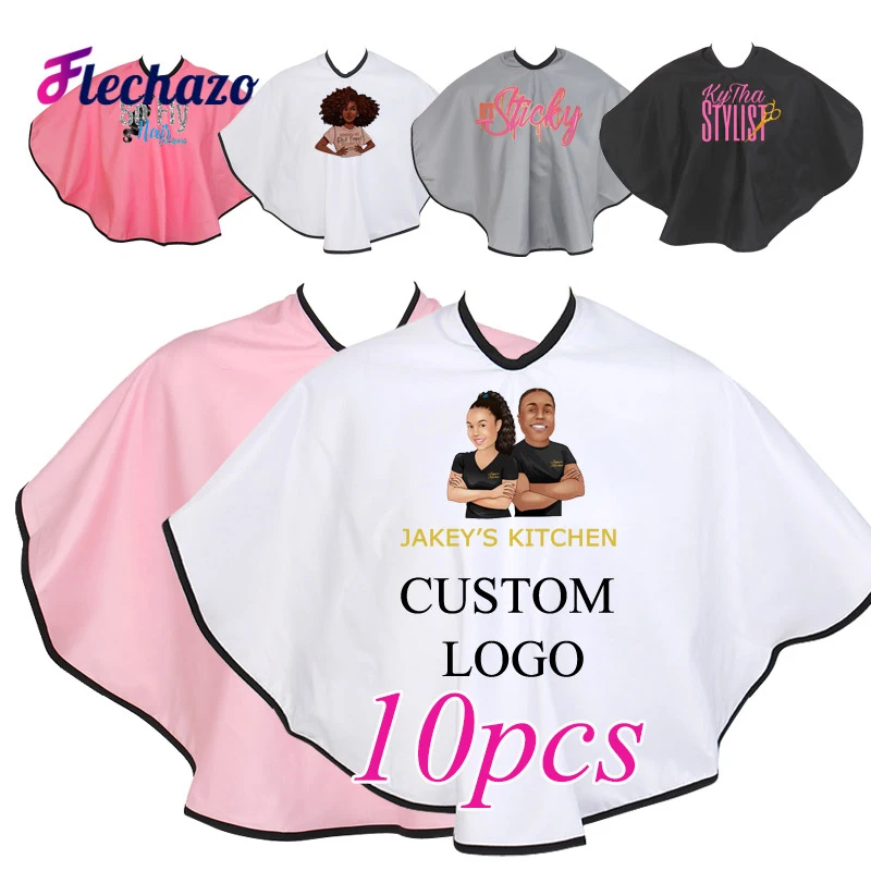 Short Makeup Cape For Women Men Custom Logo 10Pcs Makeup Bib Comb Out Cape Haircut Cape Beauty Salon Artist Styling Cape