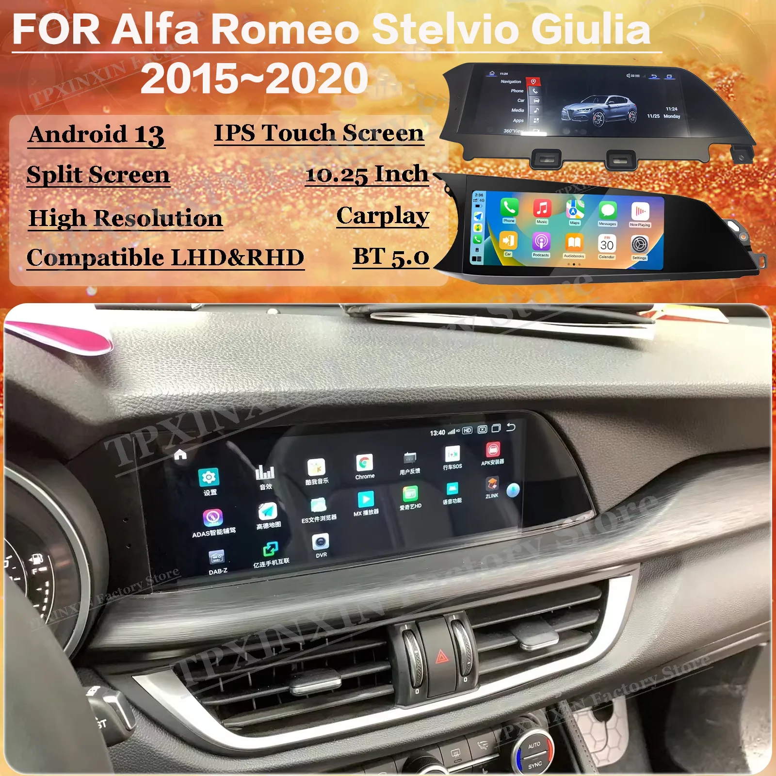 Qualcomm Automotive Multimedia Android AUTO For Alfa Romeo Stelvio Giulia 2015~2020 Screen Car Radio GPS Navigation Head Unit
