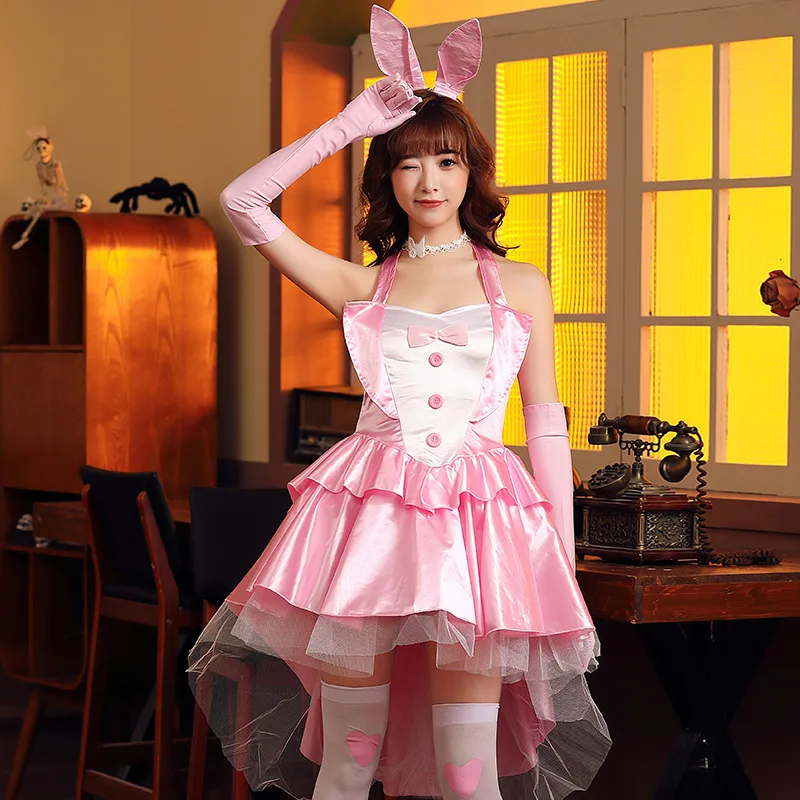 

Bunny Girl Cosplay Costume Fluffy Tuxedo Dress Rabbit Cos Nightclub Bar Party Rabbit Stage Performance Costumes for Woman