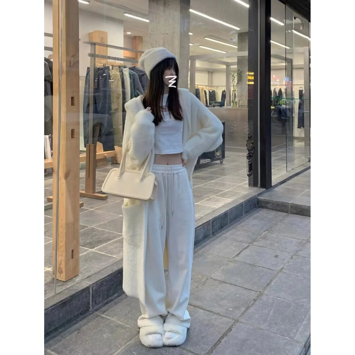 

Mid-Long Cardigans Office Womens Spring Curved Chic Spliced Athleisure Slim-Fit Knee Moricore High-Quality Print Semi-Sheer Neck