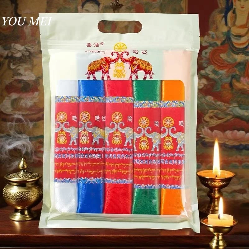 5 Pcs Multicolored Tibetan Hada,Eight Auspicious Mongolian Nationality Pendant Exquisite Tapestry Etiquette Item Decorative