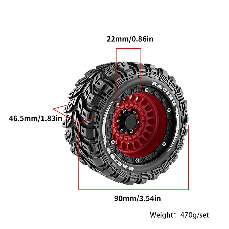 4PCS RC Monster Truck High Grip Big Tires Wheels for 1/14 1/16 Traxxas Summit E-REV Arrma Kraton MJX HBX SucceXuan Upgrade Parts