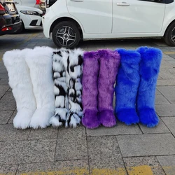 New Woman Boots High Boots Over-the-knee Fur Snow Boots Women's Fashion Warm Wool-like Boots Plus Velvet Padded Winter Boots