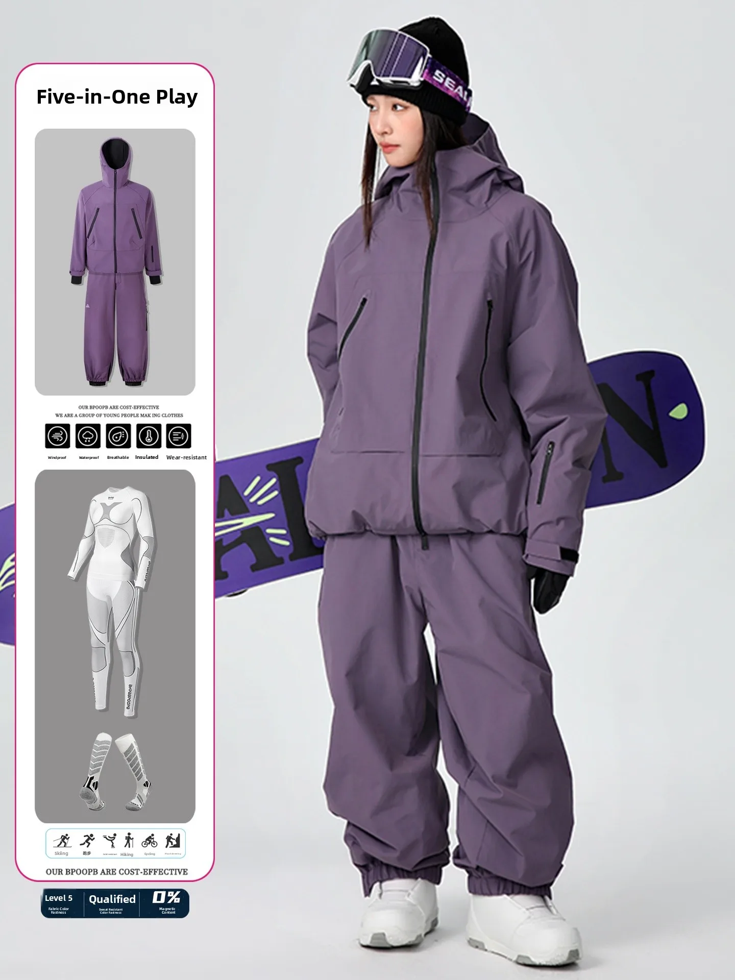 2026 New Snowboard Suit Men Women Set Waterproof Windproof Warm Inner Quick Dry Clothes Snow Suit Pants Casual Style