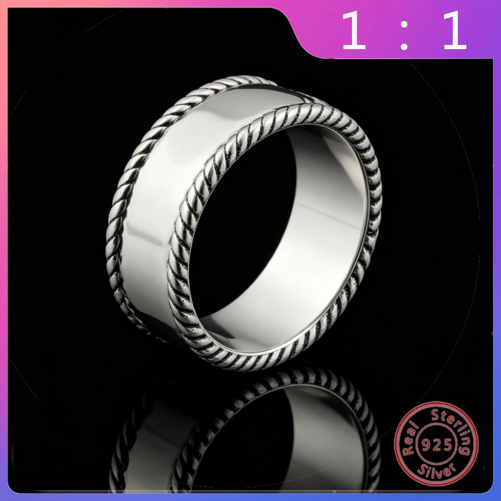 

Серебряное кольцо S925 пробы: высококачественное, легкое, роскошное, модное, в стиле ретро, с буквенным дизайном, трендовое, нишевое, универсальное