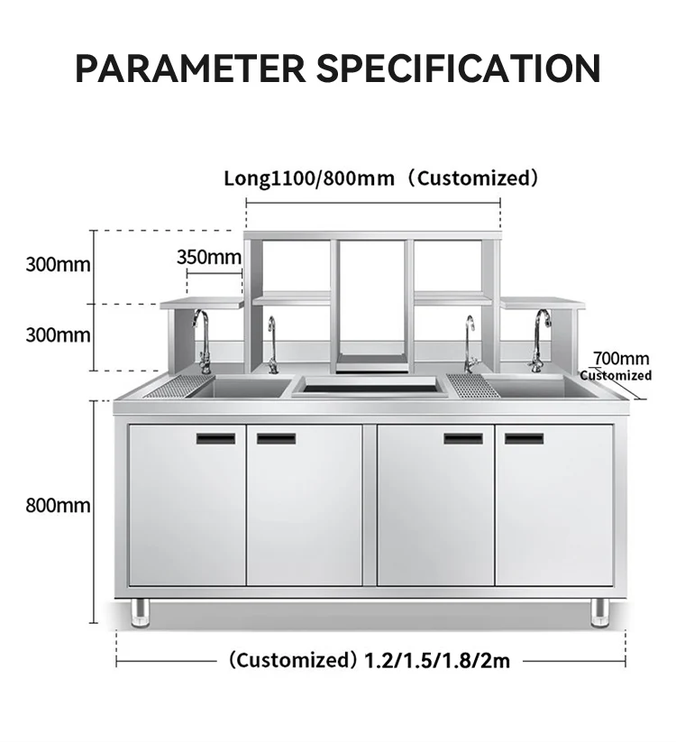 

High Quality Commercial 304 Stainless Steel Full Set Boba Tea Machine Work Table Bubble Tea Bar Counter for Sale