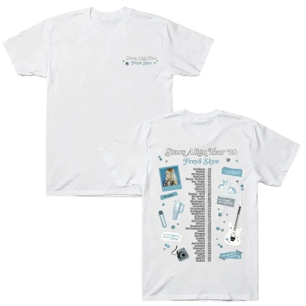 Scrapbook Tour Tee Freya Skye Stars Align Tour '26 Graphic Tshirt Summer Cotton Y2K Streetwear Unisex Casual Fashion Clothes