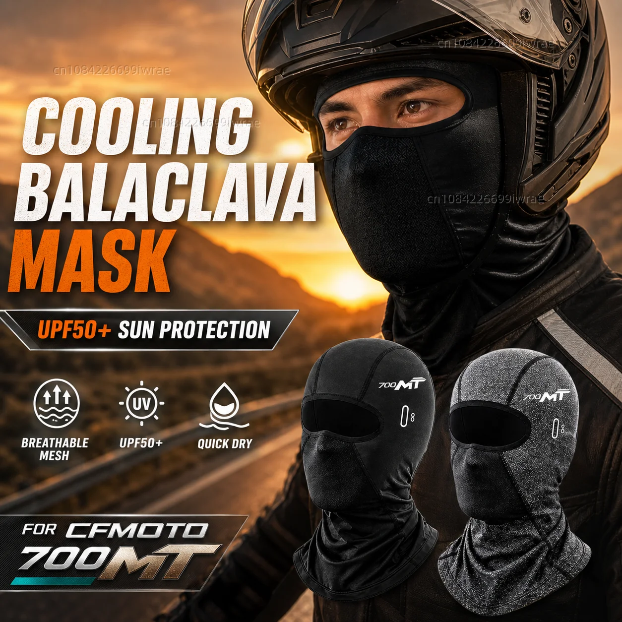 Cooling Motorcycle Balaclava Mask UPF50+ UV Protection Breathable Face Cover Summer For CF MOTO 700MT 700 MT