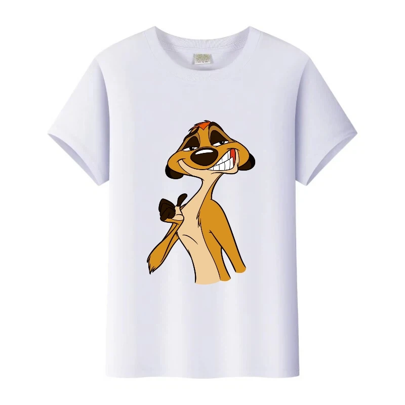 

Casual Disney The Lion King TIMON Graphics Girls O-Neck T-Shirt White Women Tshirt Summer Boy Tops Man Blouses Unisex Kids Tees