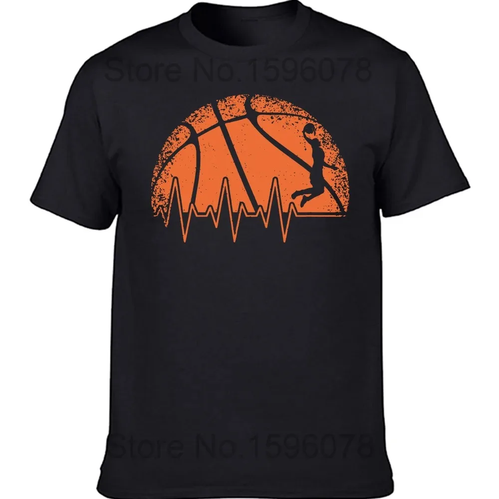 Funny Basketball Heartbeat T Shirts Summer Style Graphic Cotton Streetwear Short Sleeve Basketball Lovers Gifts T-shirt Men