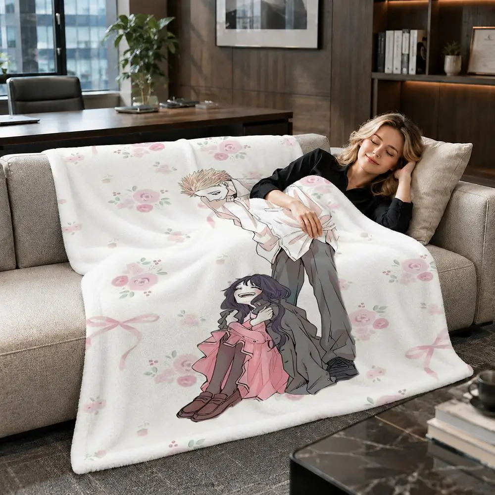 Anime Romance Fragrant Flower Throw Soft Warm Flannel Throw Blanket for Sofa Bed Office Home Holiday Gift All Season