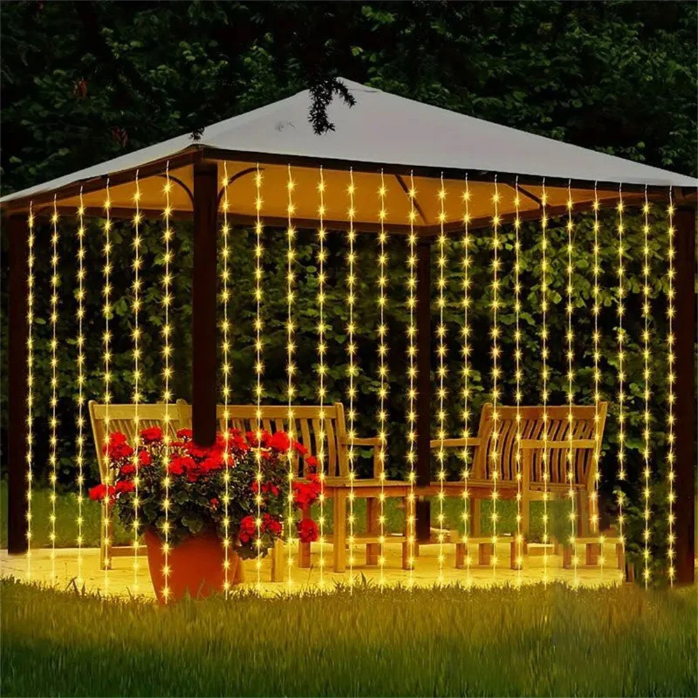 3/6M Fairy LED Curtain Light String 8 Lighting Mode Wedding Garland Lamp for Christmas New Year Garden Decoration Battery Power