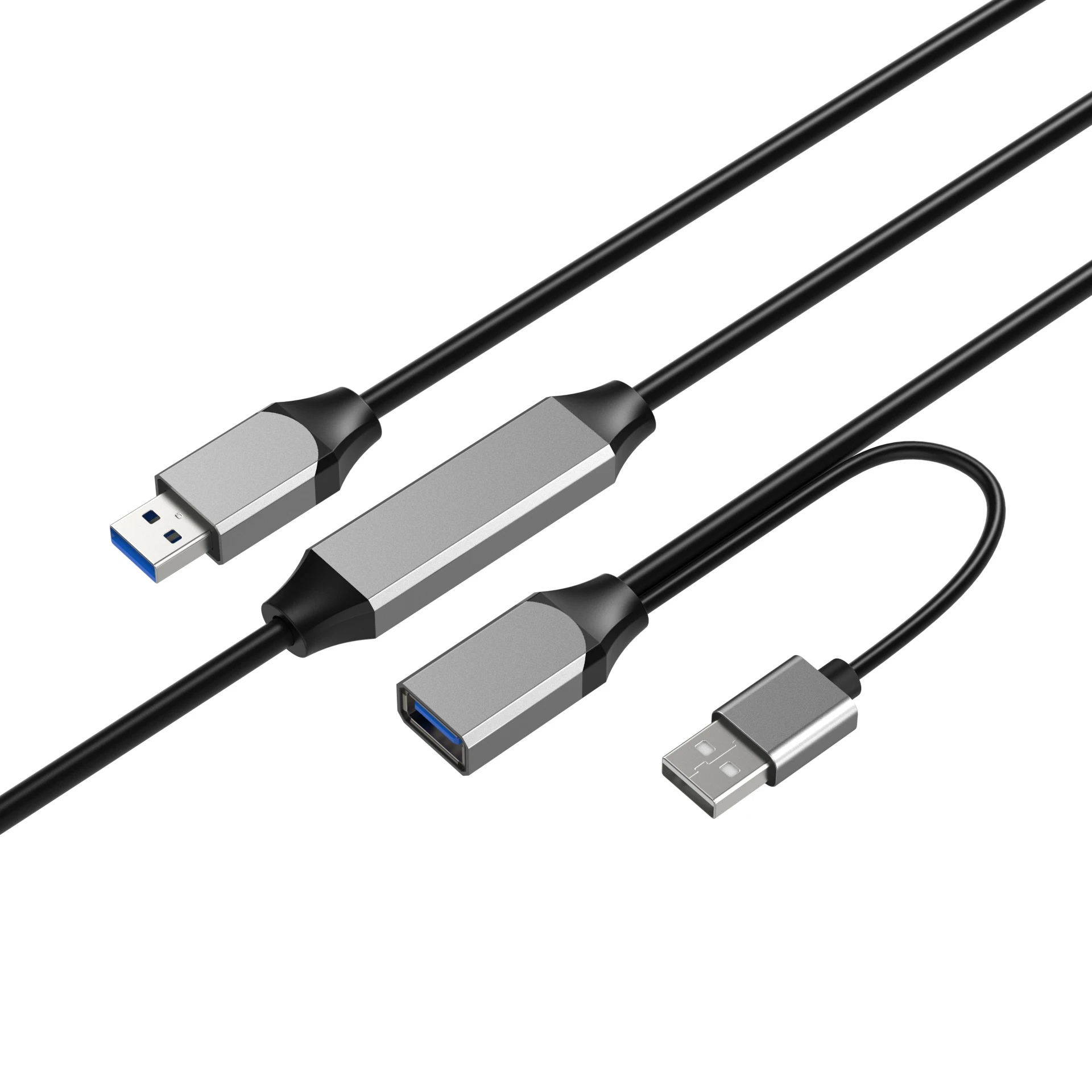 Dual Gold Plated USB3.0 USB2.0 Data Extension Cable USB Built-in Amplifier Chip Extender Cable for HDD WLANU-flash Disk Laptop