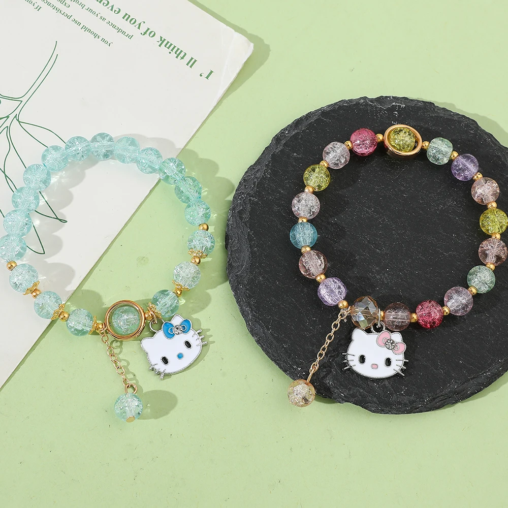 Colorful anime Japanese fashion cute ins Hello Kitty DIY beaded bracelet