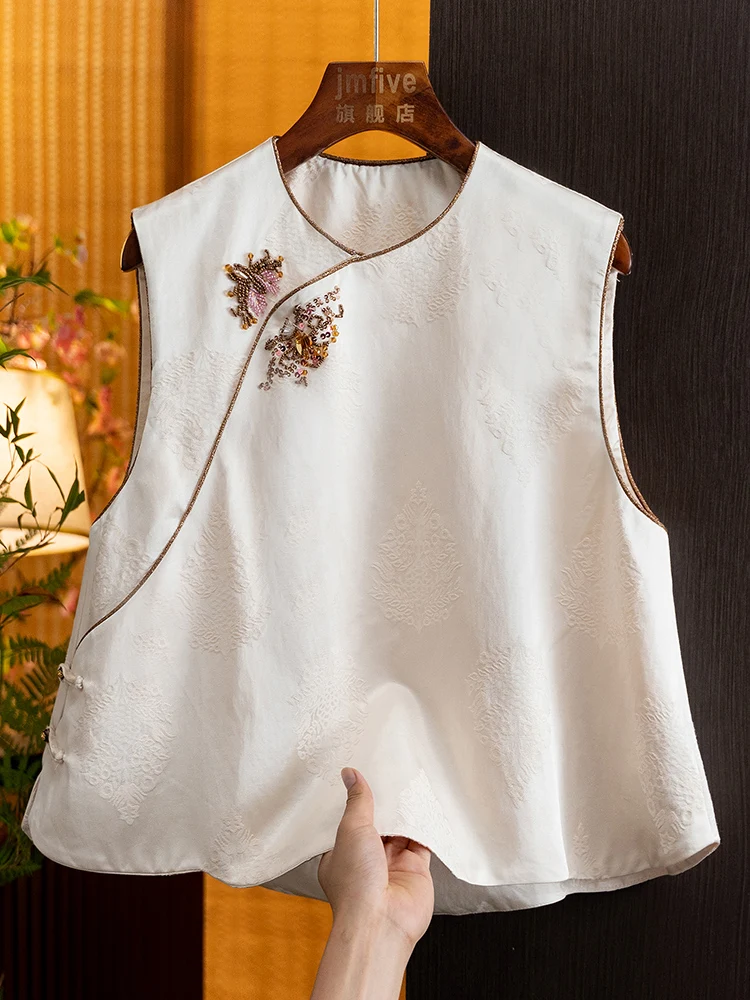 New Chinese-Style Versatile Loose-Fitting Slimming Jacquard Vest 2026 Autumn New Product National Style Vest