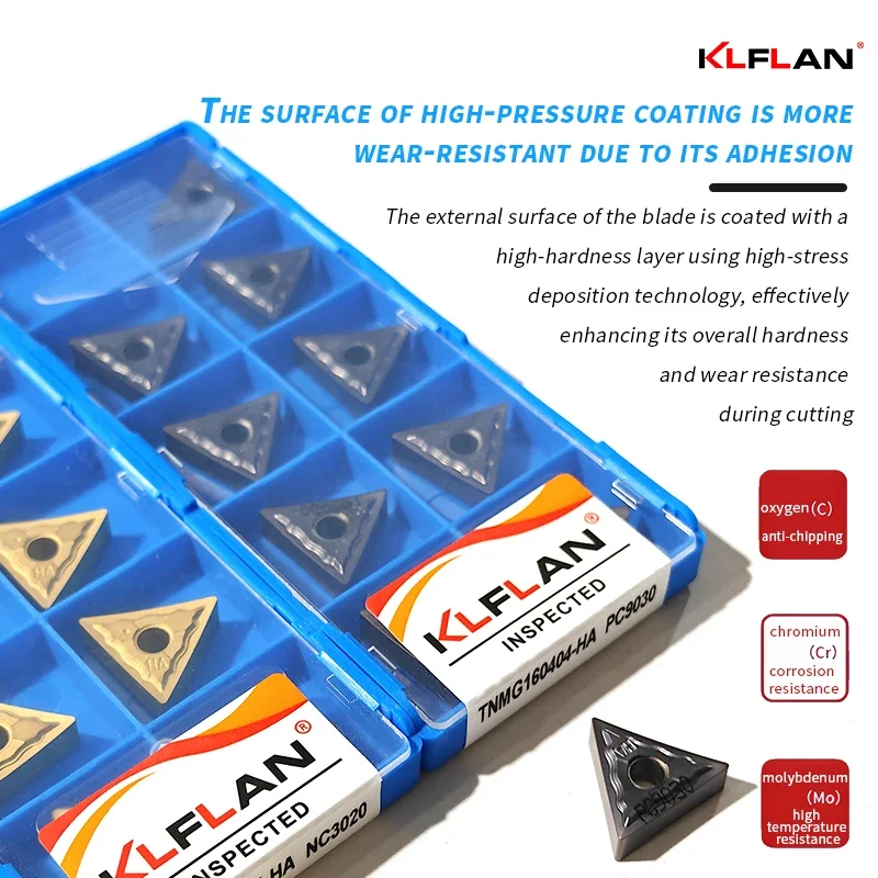 Inserto CNC para torneado externo e interno TNMG160404 TNMG160408 grado NC3020 para acero grado NC9030 para acero inoxidable